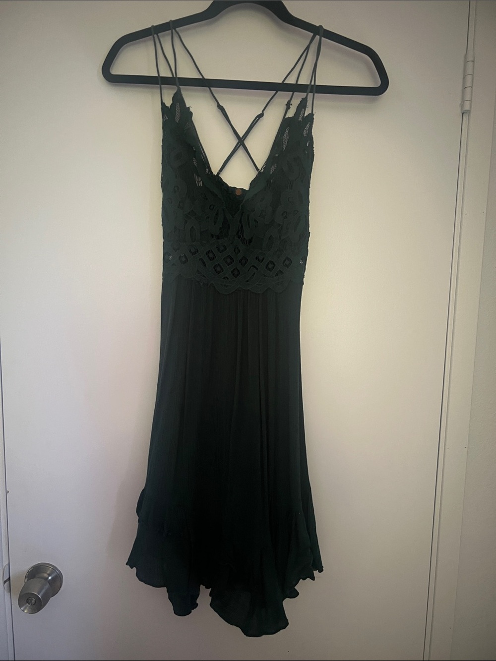 Free People Black Lace Bodice Strappy Slip Dress